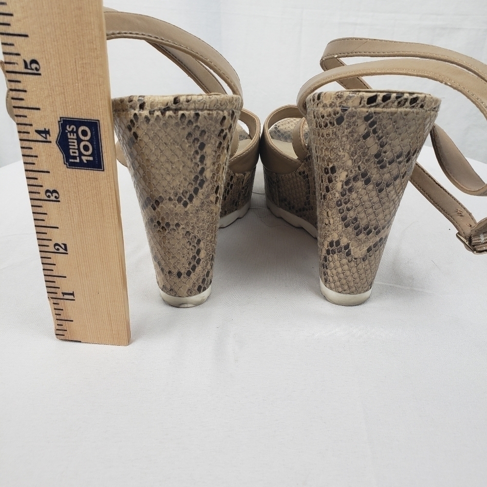 Nine West Nude Rockitdo Python Print Strappy Faux… - image 7